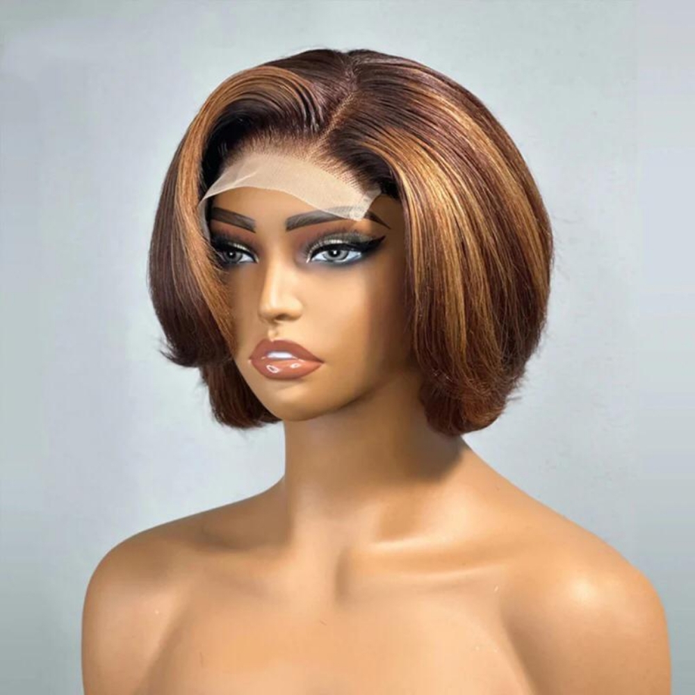 180% Ombré Honey Blonde 4x4 Human Hair Bob Wig in 10 Inches